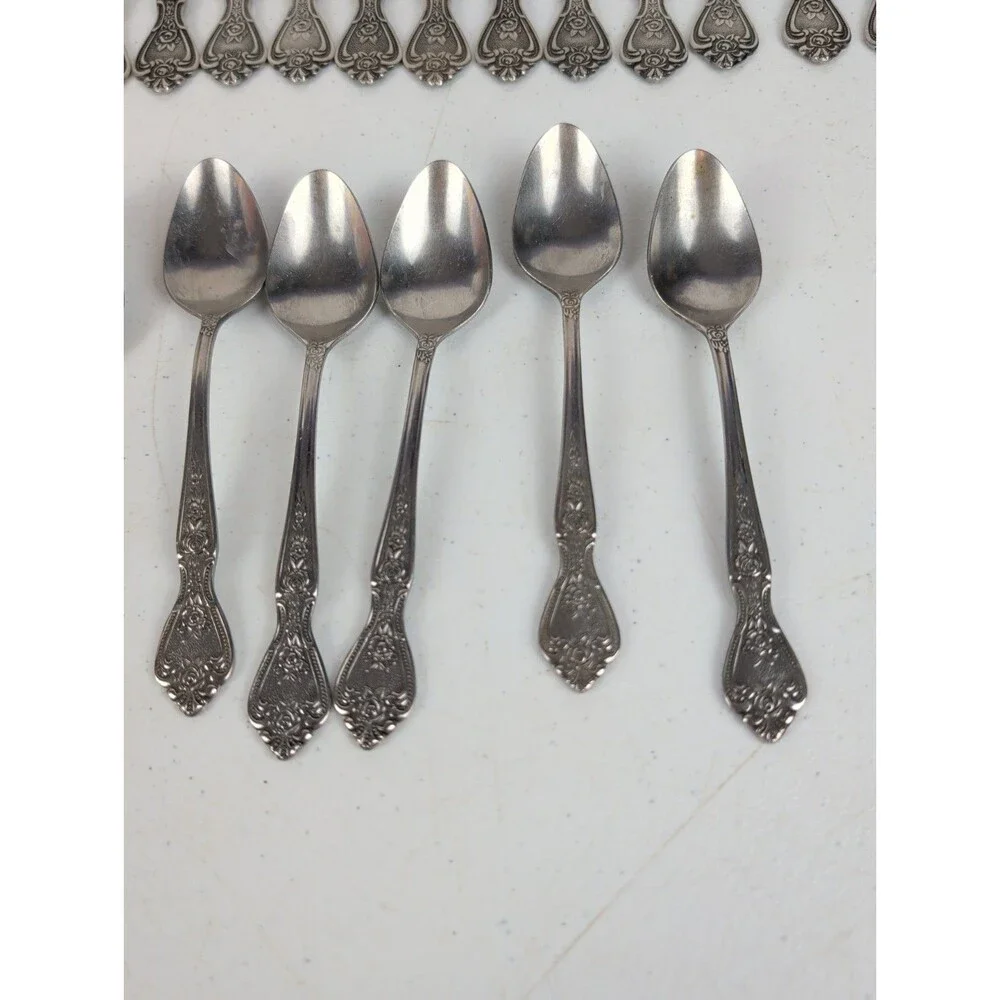 Vintage NORMANDY Stainless Flatware Japan Floral Roses Replacements - 30Pcs